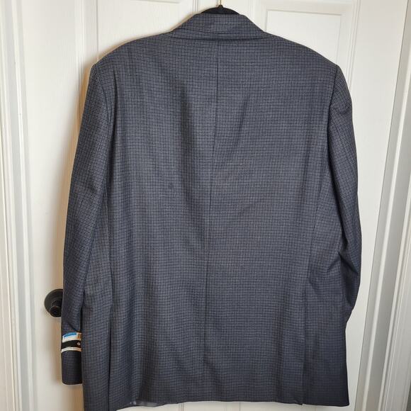 Haggar Blazer Mens 48L Navy Plaid Tailored Sport Coat Jacket Career Business New - Picture 7 of 16
